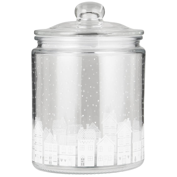 Glass jar Christmas town