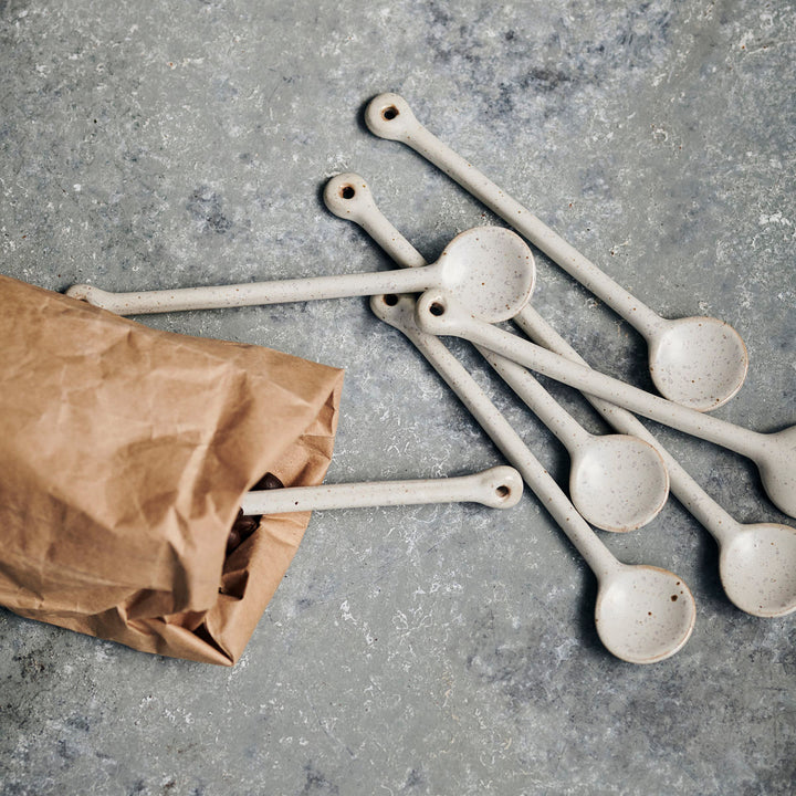 Ceramic Spoon, Grey/White