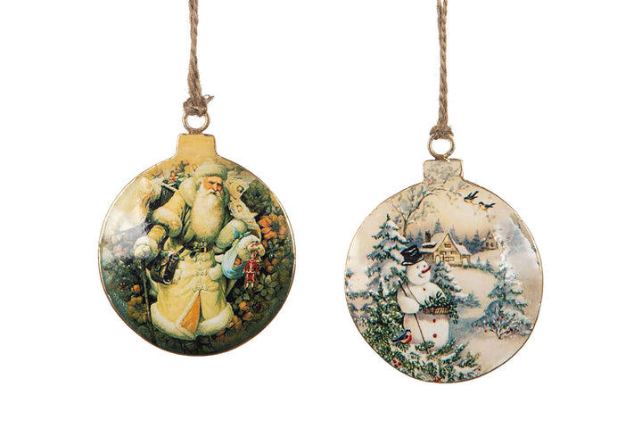 Enamel Pendant Vintage Santa/Snowman