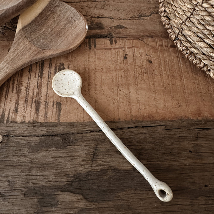 Ceramic Spoon, Grey/White