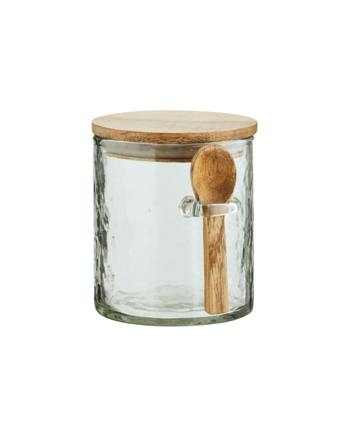 Glass jar with spoon