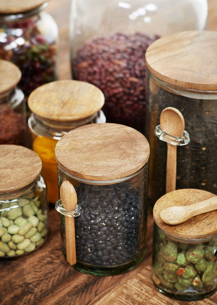 Glass jar with spoon