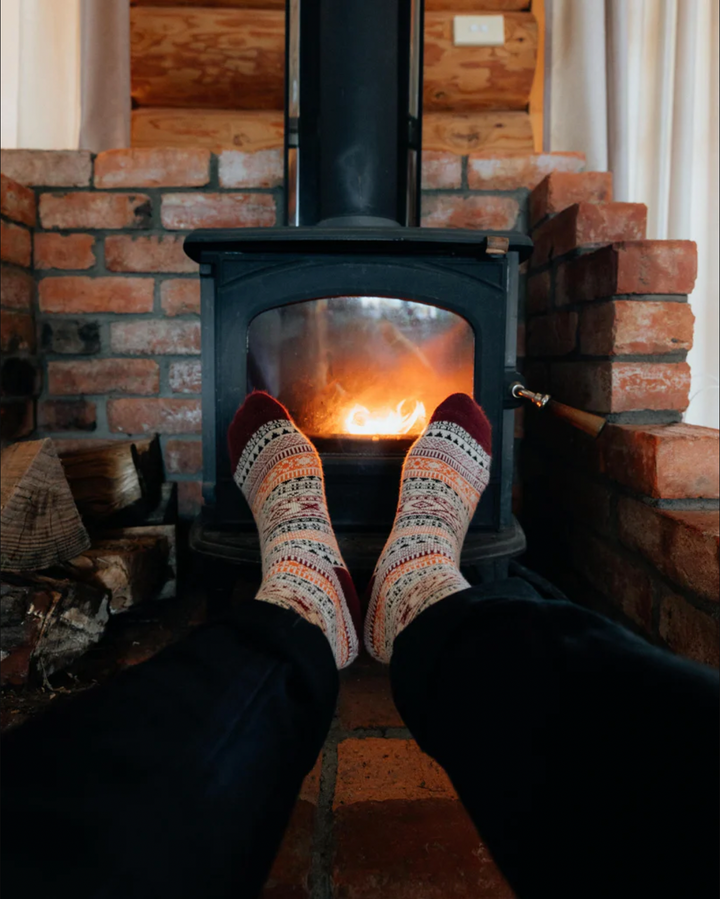 Cozy Nordic Socks for women- dark red